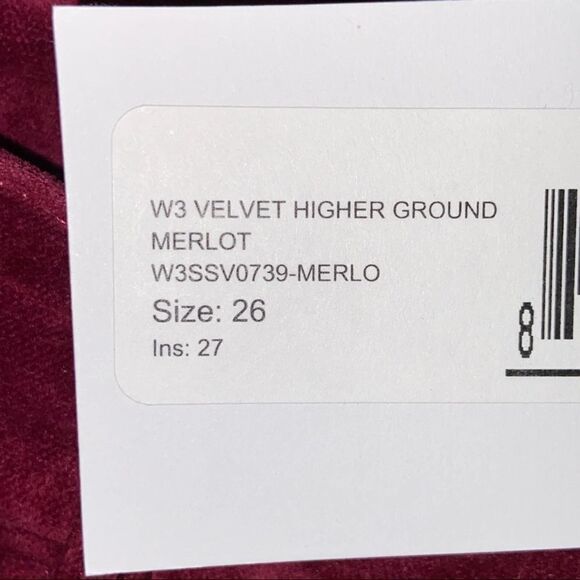 3x1 Higher Ground Cropped Stretch Cotton Velvet Merlot Size 26 - Picture 8 of 11